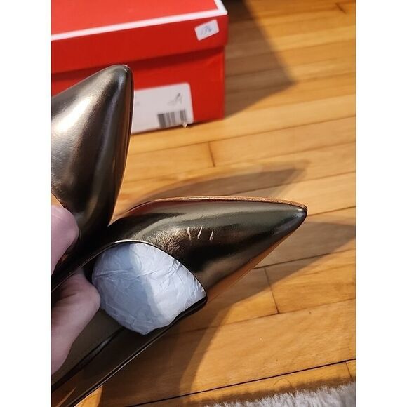 Coach Gold Signature Slingback Pointed Toe Pump Heel Shoe Metallic Women 6.5 - Picture 7 of 11